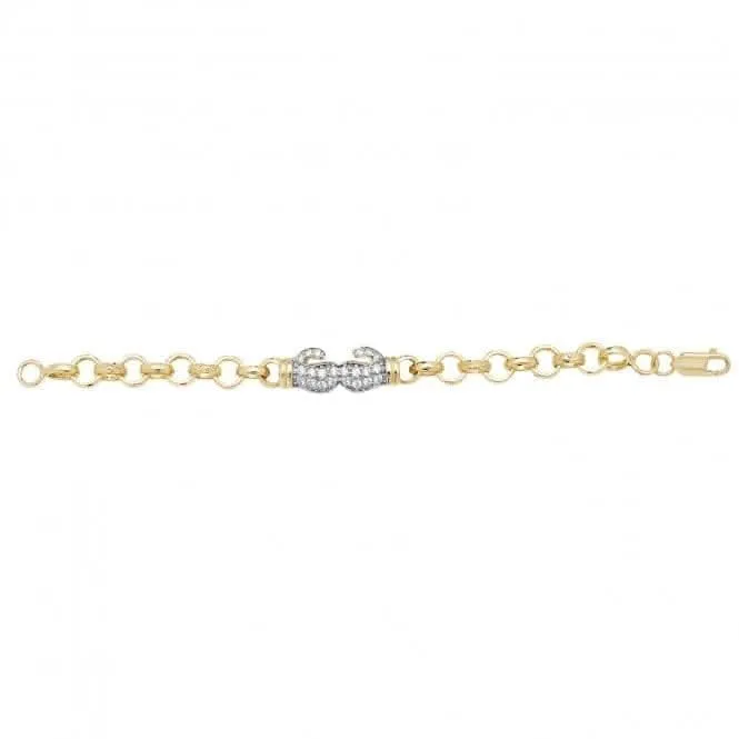 9CT Yellow Gold Boxing Glove Bracelet with Zirconia Detail BR611CZ