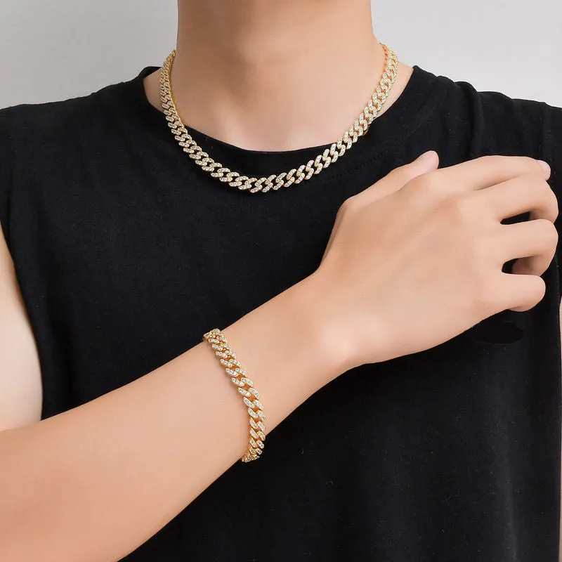 9mm Iced Out Miami Cuban Chain - Gold