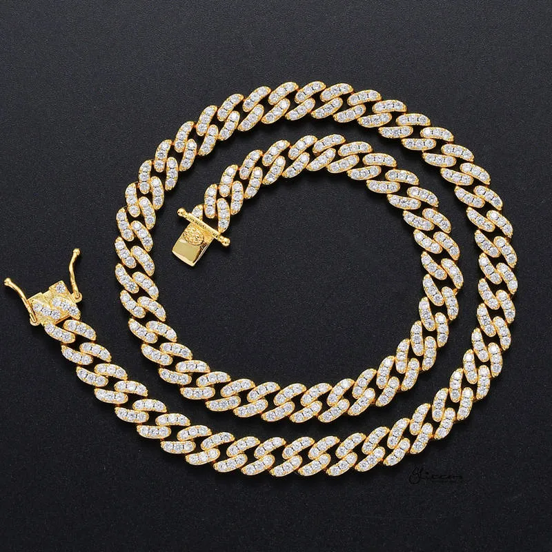 9mm Iced Out Miami Cuban Chain - Gold