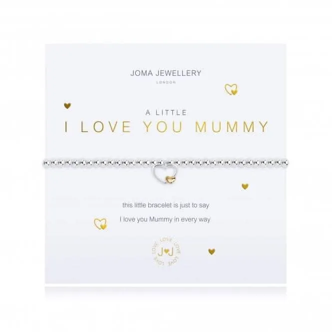 A Little I Love You Mummy Silver Yellow Gold 17.5cm Stretch Bracelet 3220