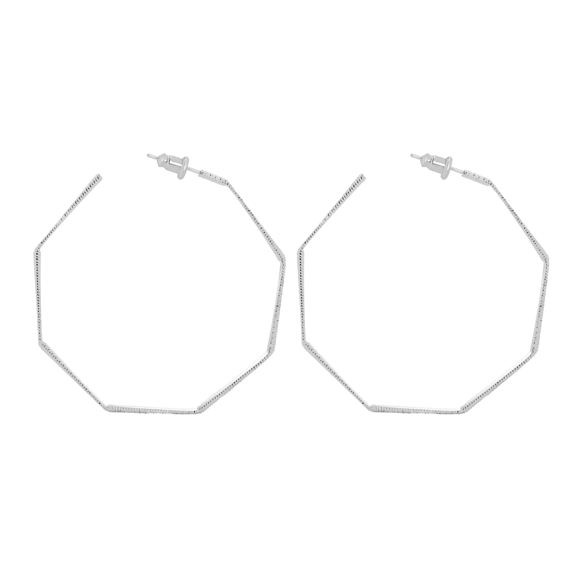 Accessorize London Women Sterling Silver-Plated Octagon Hoop Earrings