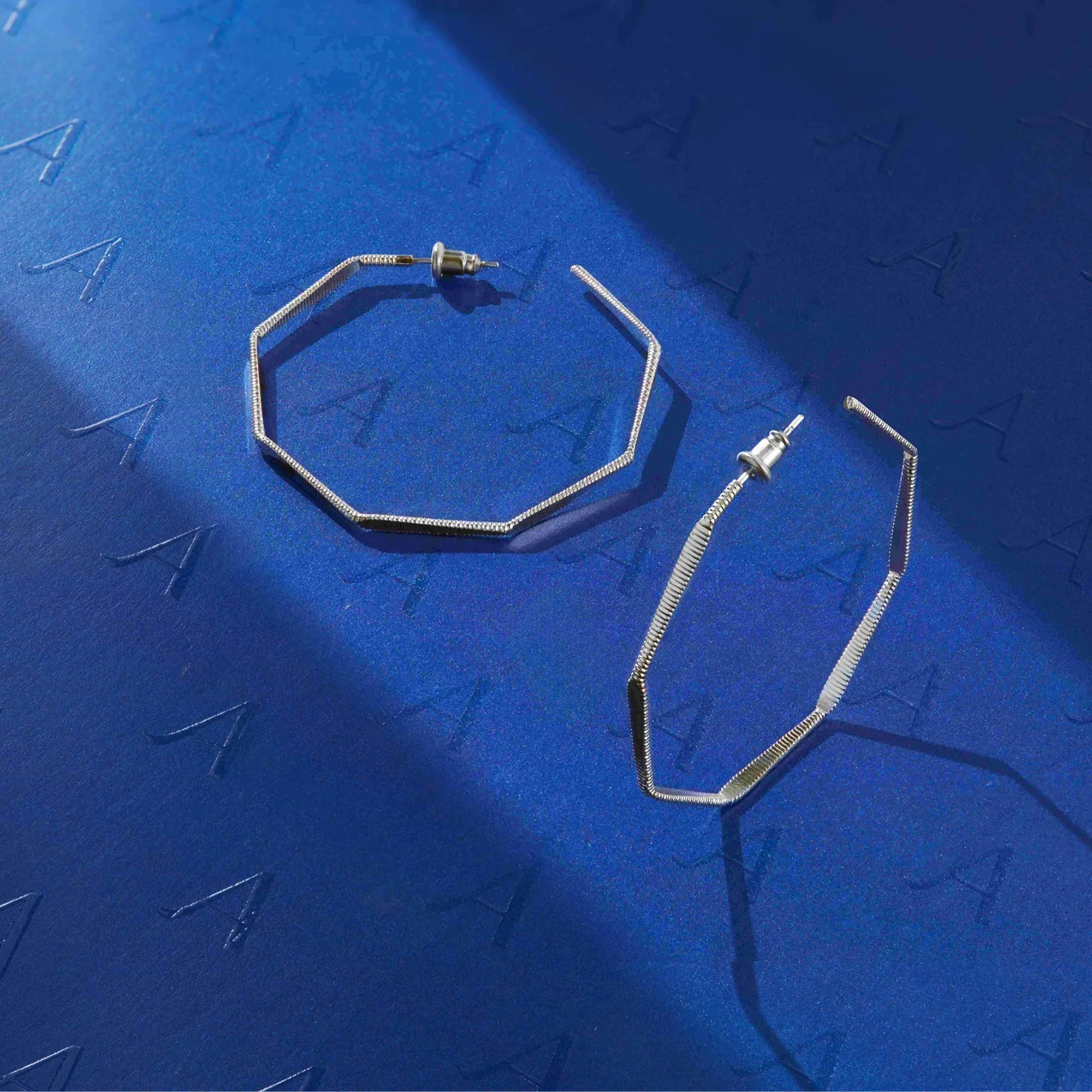 Accessorize London Women Sterling Silver-Plated Octagon Hoop Earrings