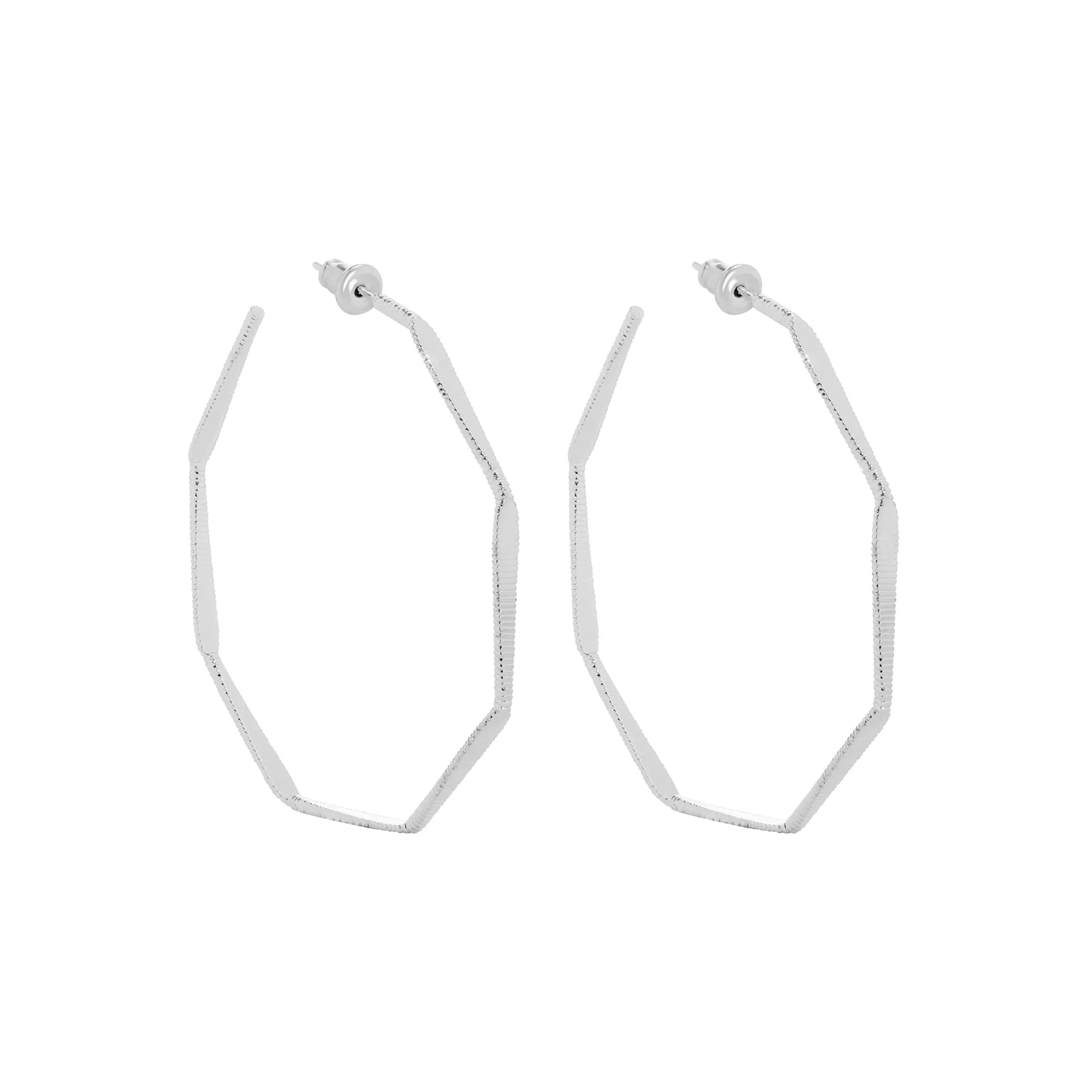 Accessorize London Women Sterling Silver-Plated Octagon Hoop Earrings