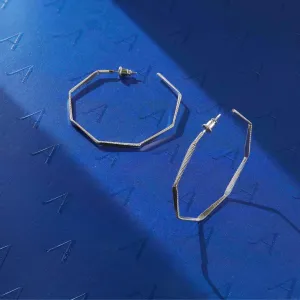Accessorize London Women Sterling Silver-Plated Octagon Hoop Earrings