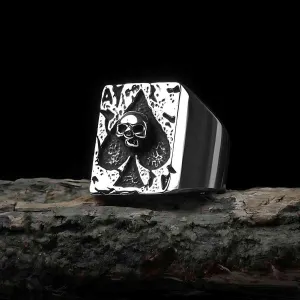 Ace of Spade with Skull Ring