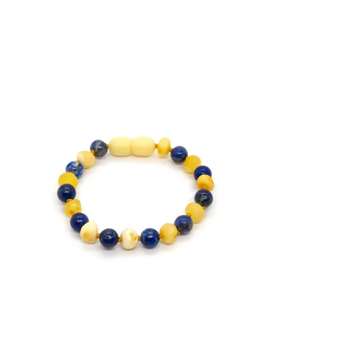 ADHD Arthritis Carpal Tunnel Raw Milk Lapis Amber Bracelet
