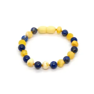 ADHD Arthritis Carpal Tunnel Raw Milk Lapis Amber Bracelet