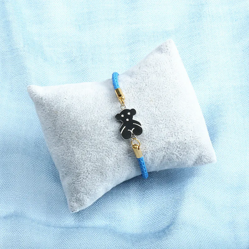 Again Jewel Leather Bracelet With Cute Bear Bracelet