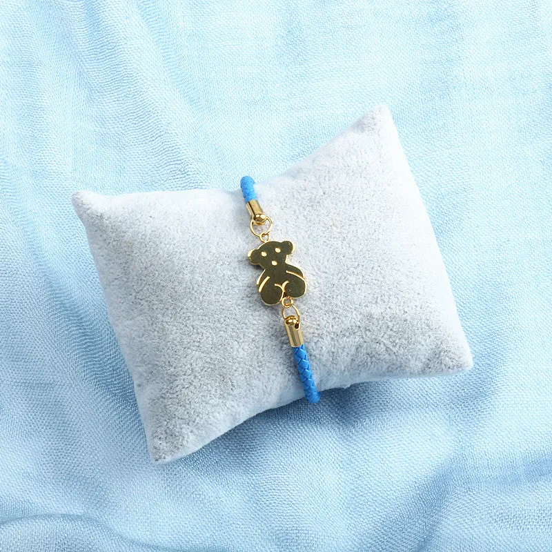 Again Jewel Leather Bracelet With Cute Bear Bracelet