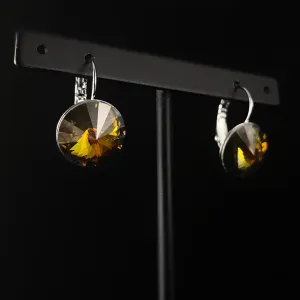 All Sparkle Round Tabac Swarovski Crystal Silver Earrings - VBC