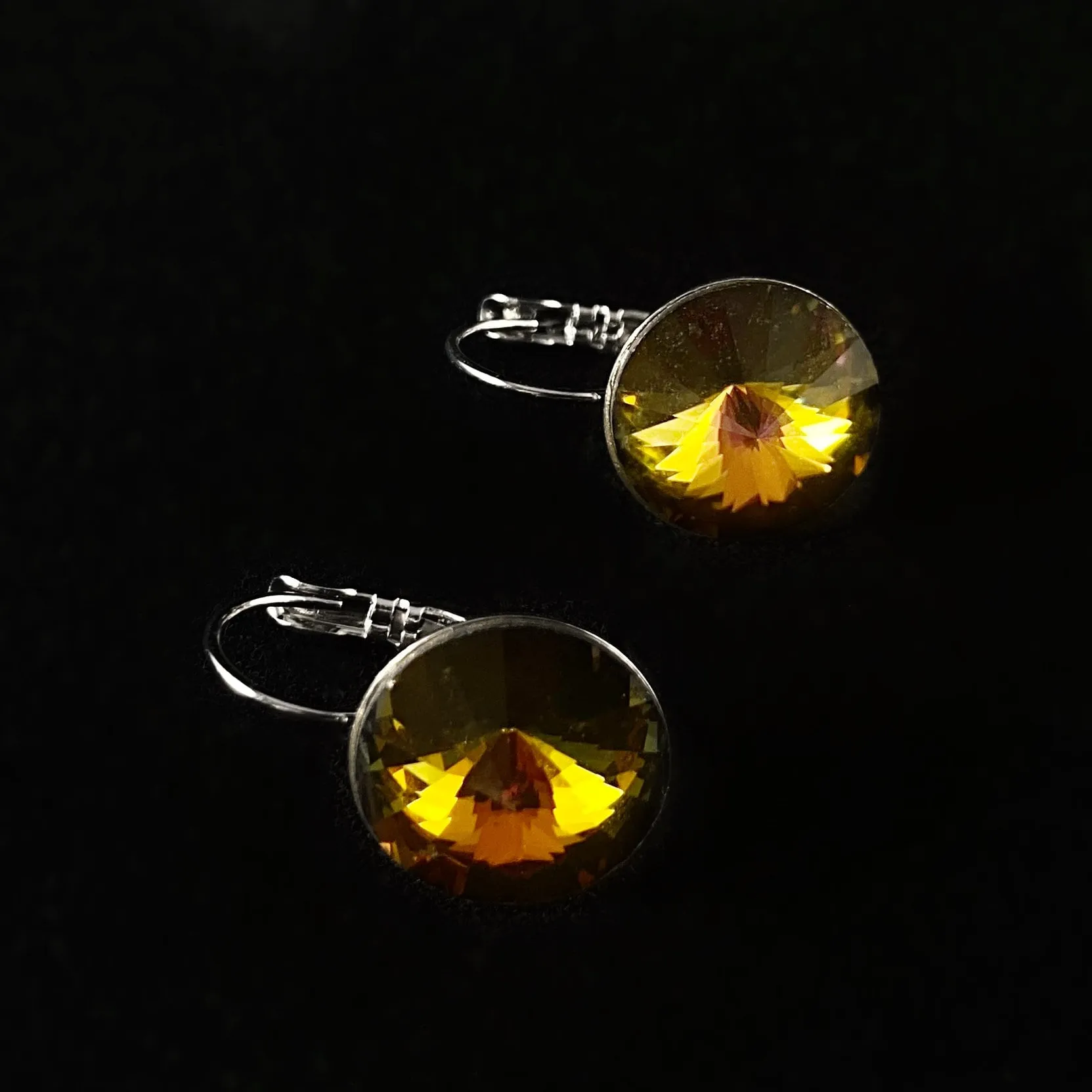All Sparkle Round Tabac Swarovski Crystal Silver Earrings - VBC