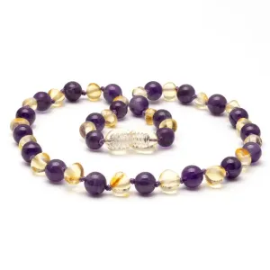 Amber Necklace Lemon & Amethyst | Baby 32cm