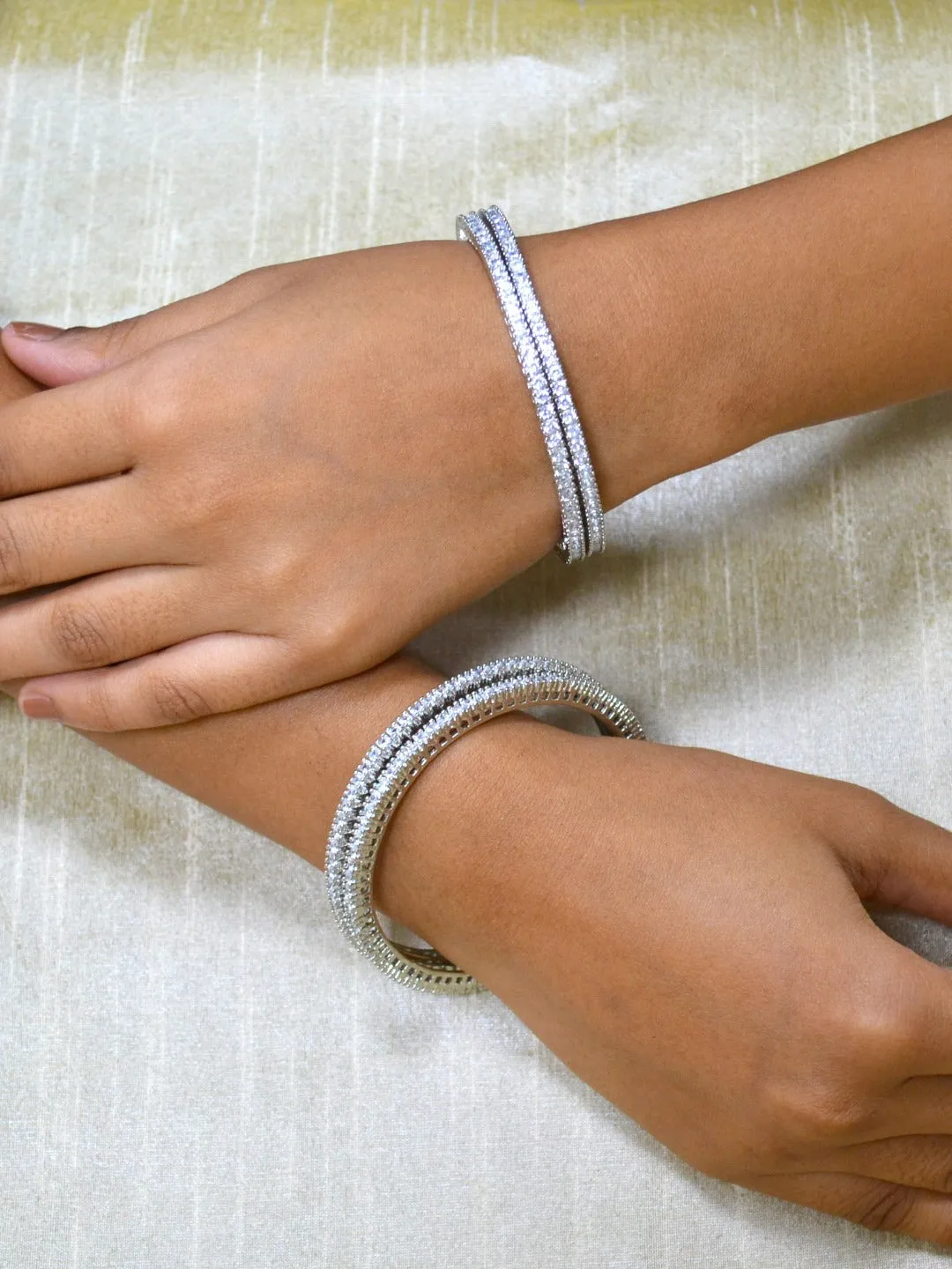 American Diamond Look Alike Bangle Pair