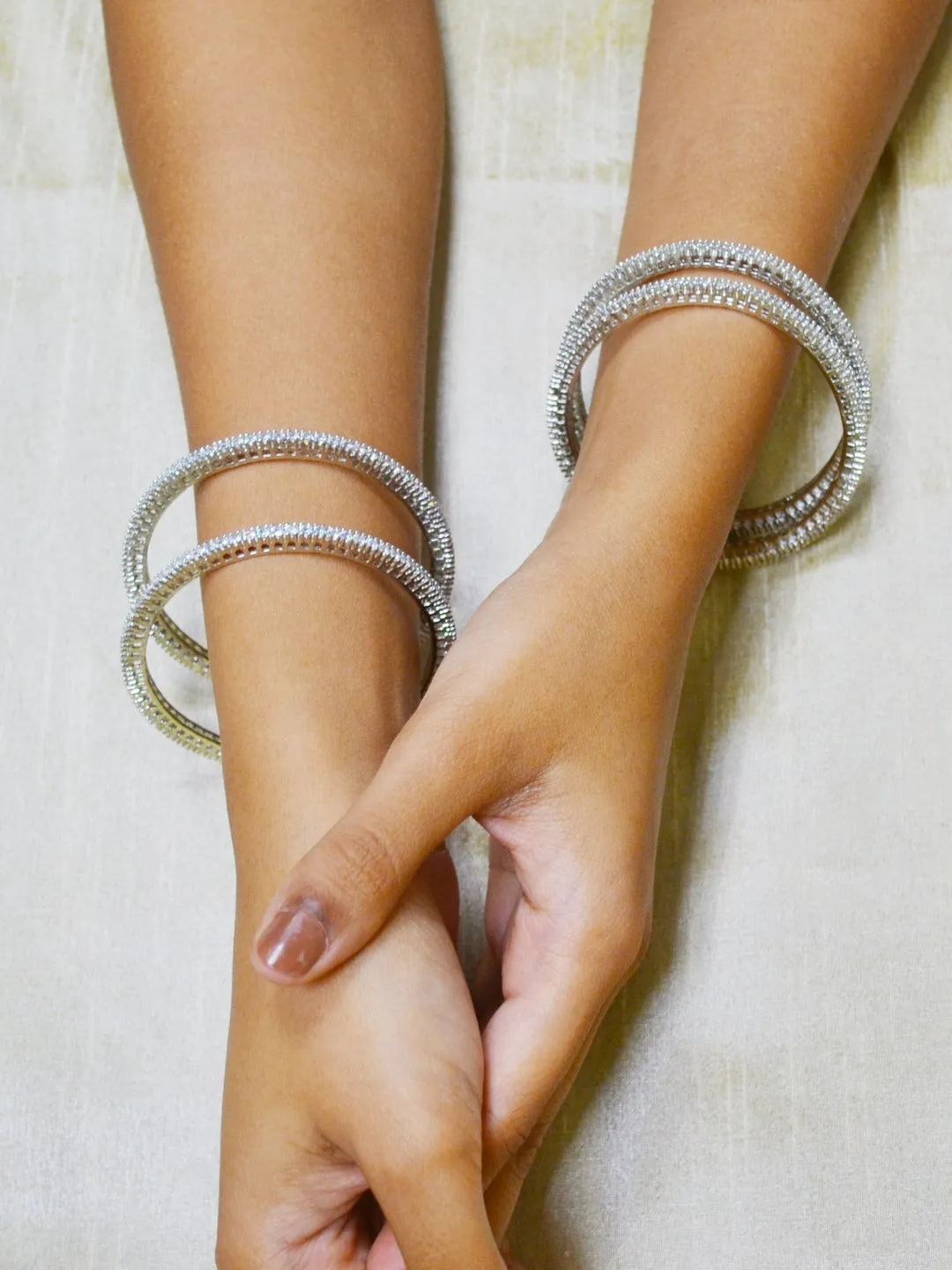 American Diamond Look Alike Bangle Pair