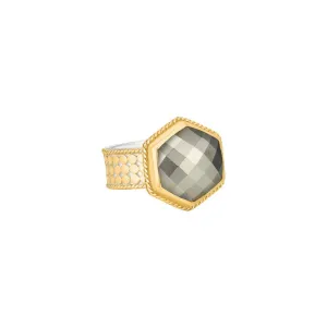 Anna Beck Pyrite Hexagon Ring - Gold