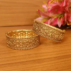 ANTIQUE GOLD PLATED FLORAL OPENABLE BANGLES