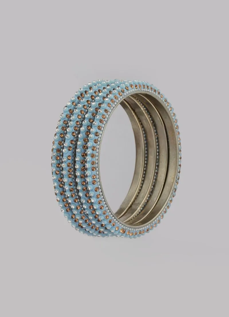 Aqua Blue Four Pcs Bangle Set