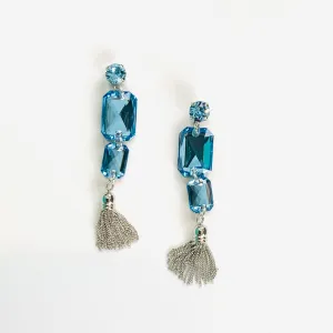 Aquamarine Tassel Earrings