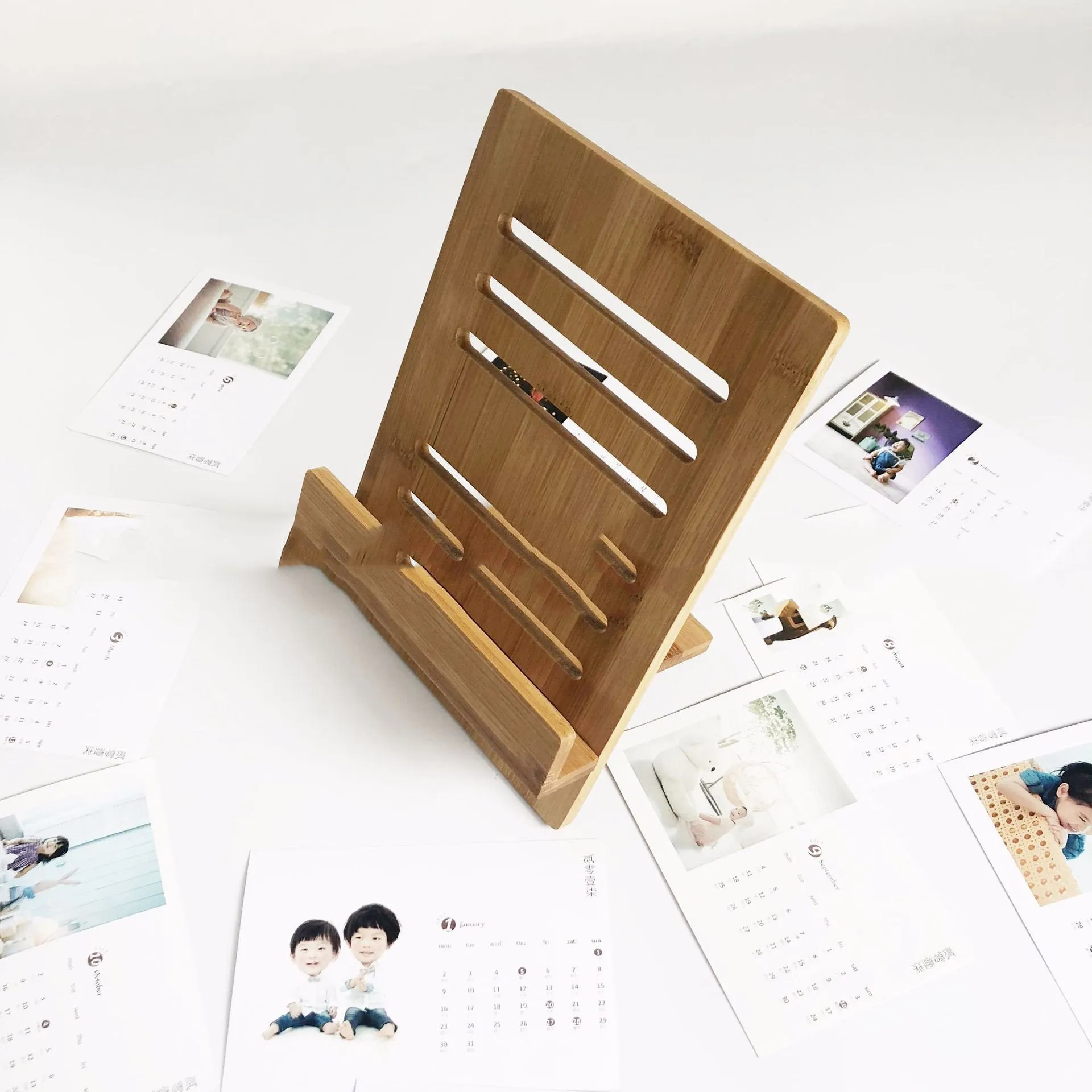 Bamboo Calendar Support Wooden Reading Frame