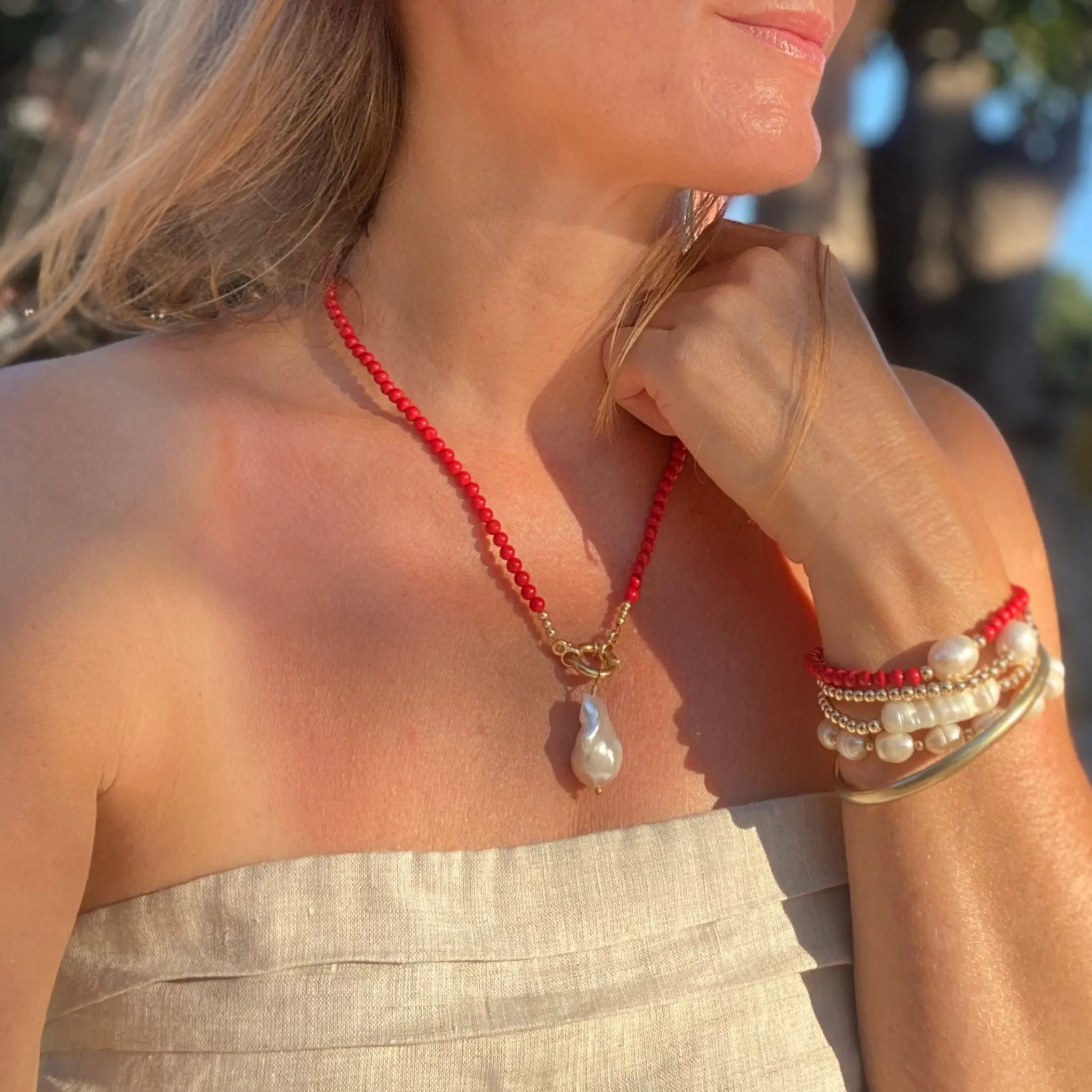 Baroque Pearl and Gemstone Beaded Necklace