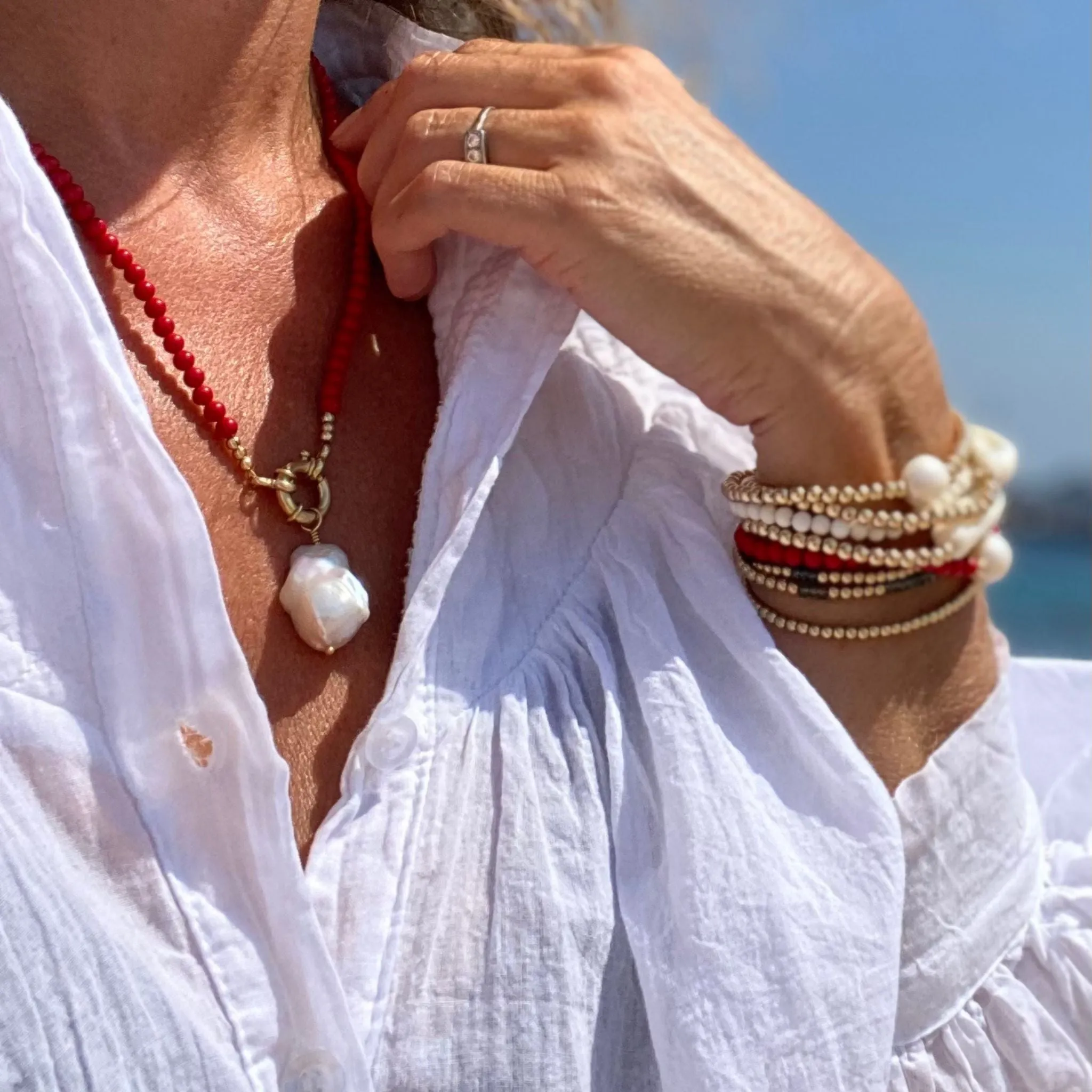 Baroque Pearl and Gemstone Beaded Necklace