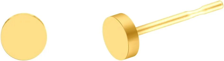 BEADNOVA Stud Earrings Flat Post Earrings Circle Piercing Disc Stainless Dot Earrings for Women (2-10mm, Gold, 1-3 Pairs)