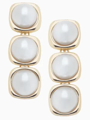 Belle Pearl Cabochon Linked Earrings in Ivory