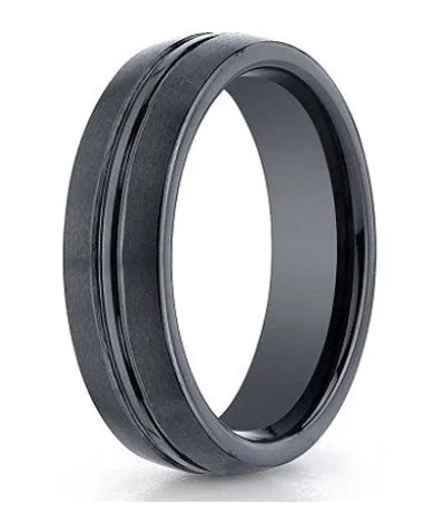 Benchmark Seranite Wedding Band with Polished Groove | 6mm