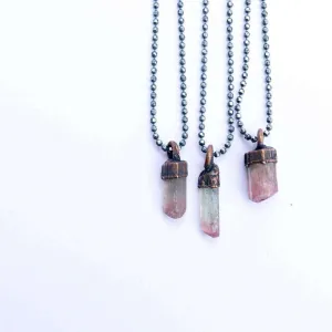 Bicolor tourmaline necklace | Raw tourmaline necklace