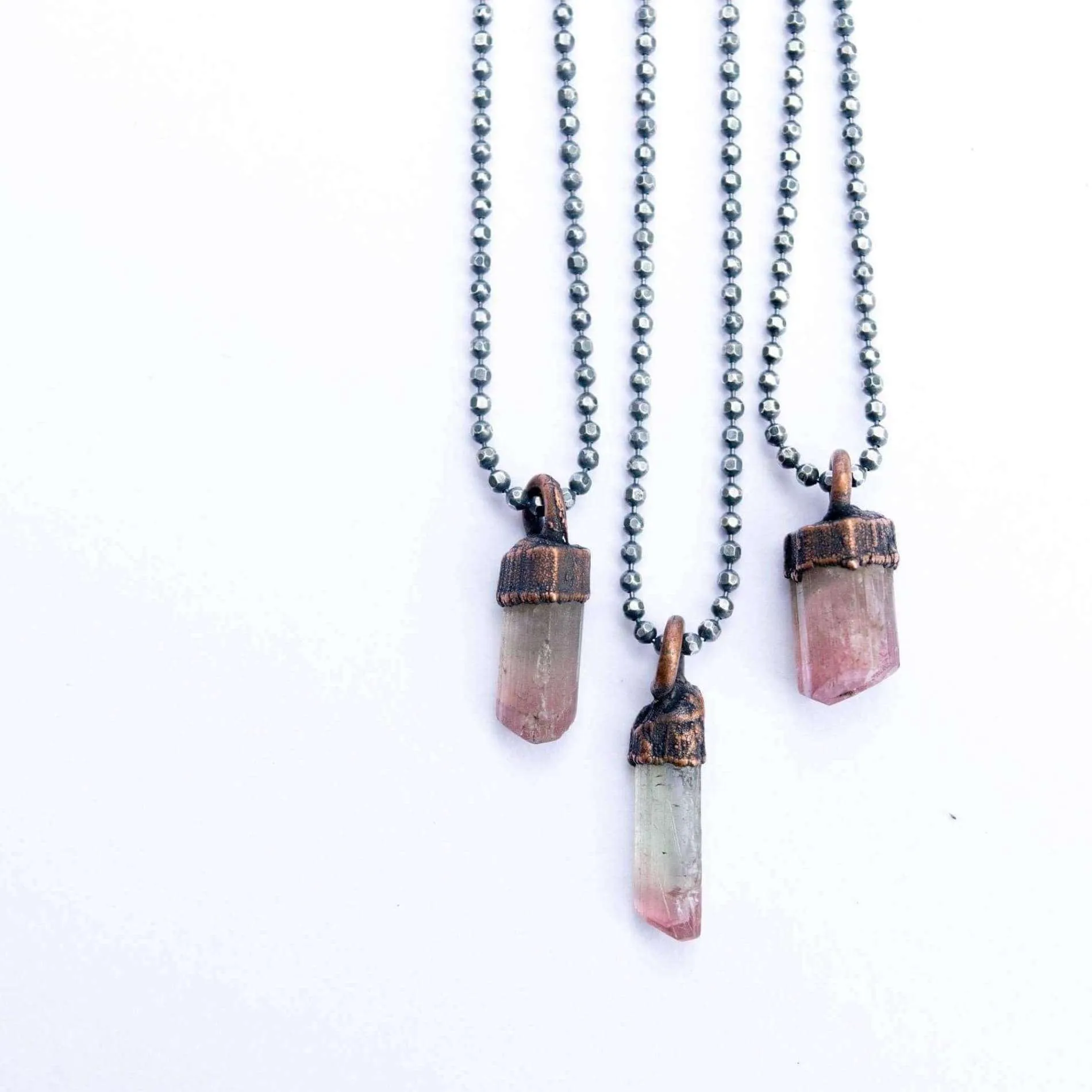 Bicolor tourmaline necklace | Raw tourmaline necklace