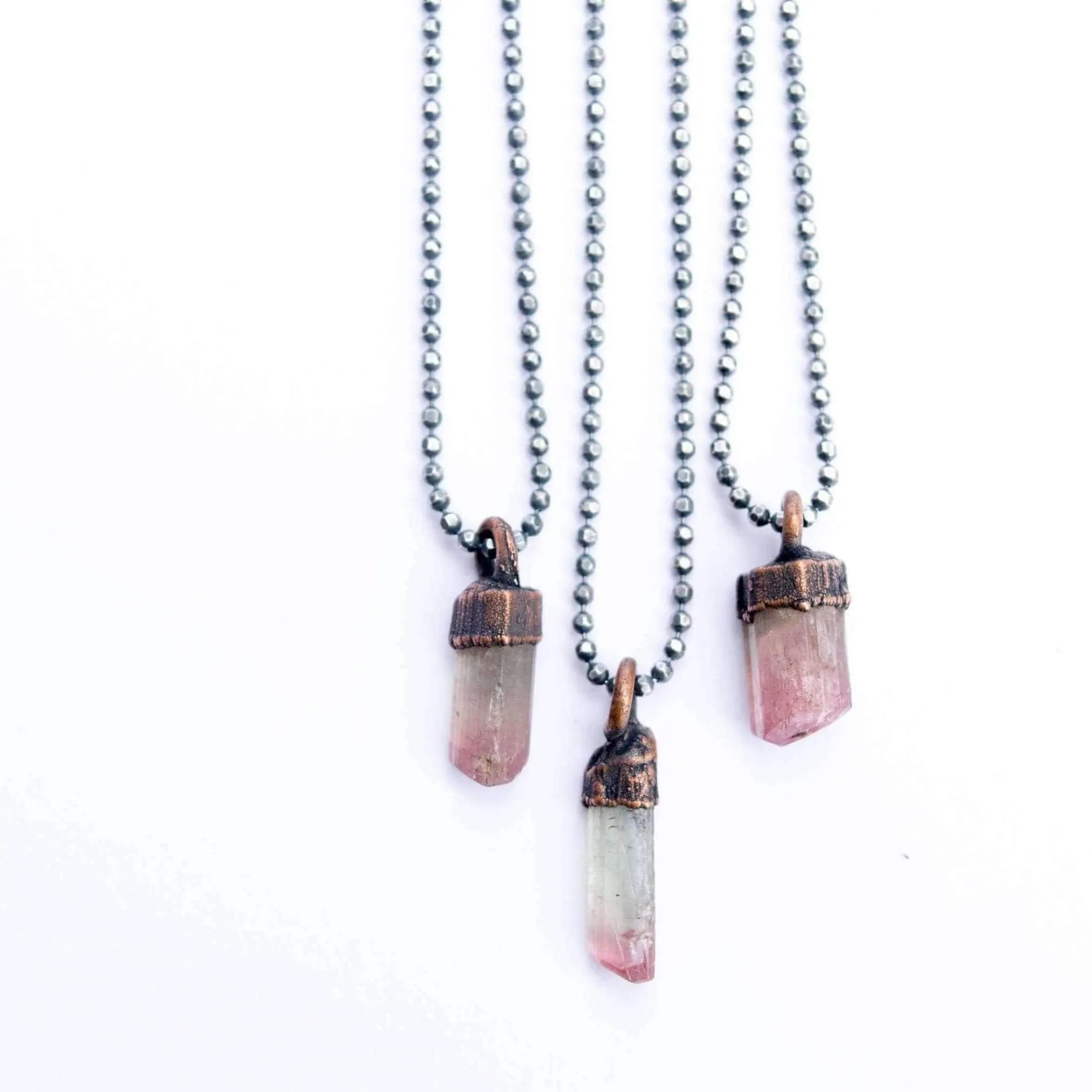 Bicolor tourmaline necklace | Raw tourmaline necklace