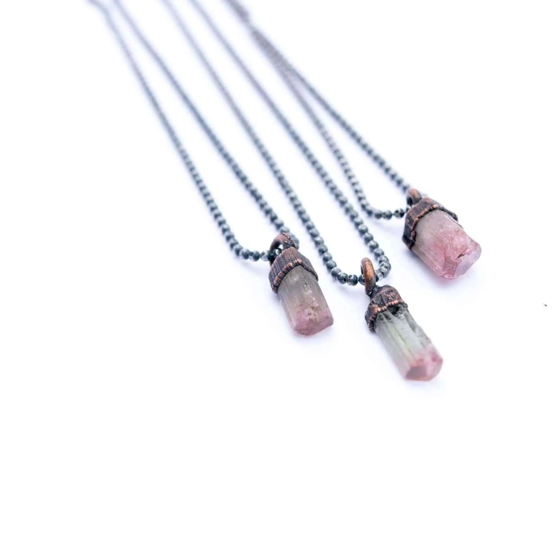 Bicolor tourmaline necklace | Raw tourmaline necklace