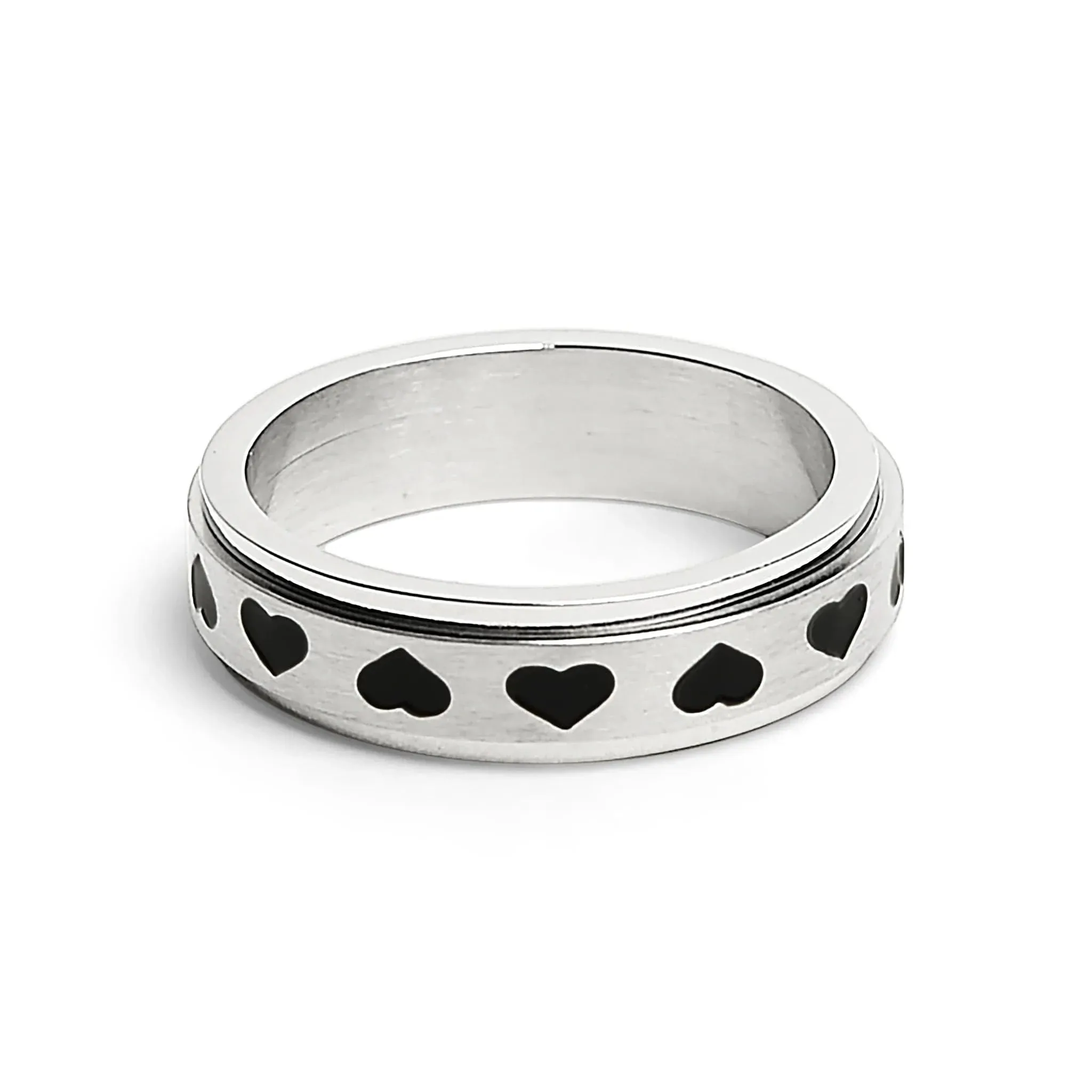 Black Heart Spinner Ring