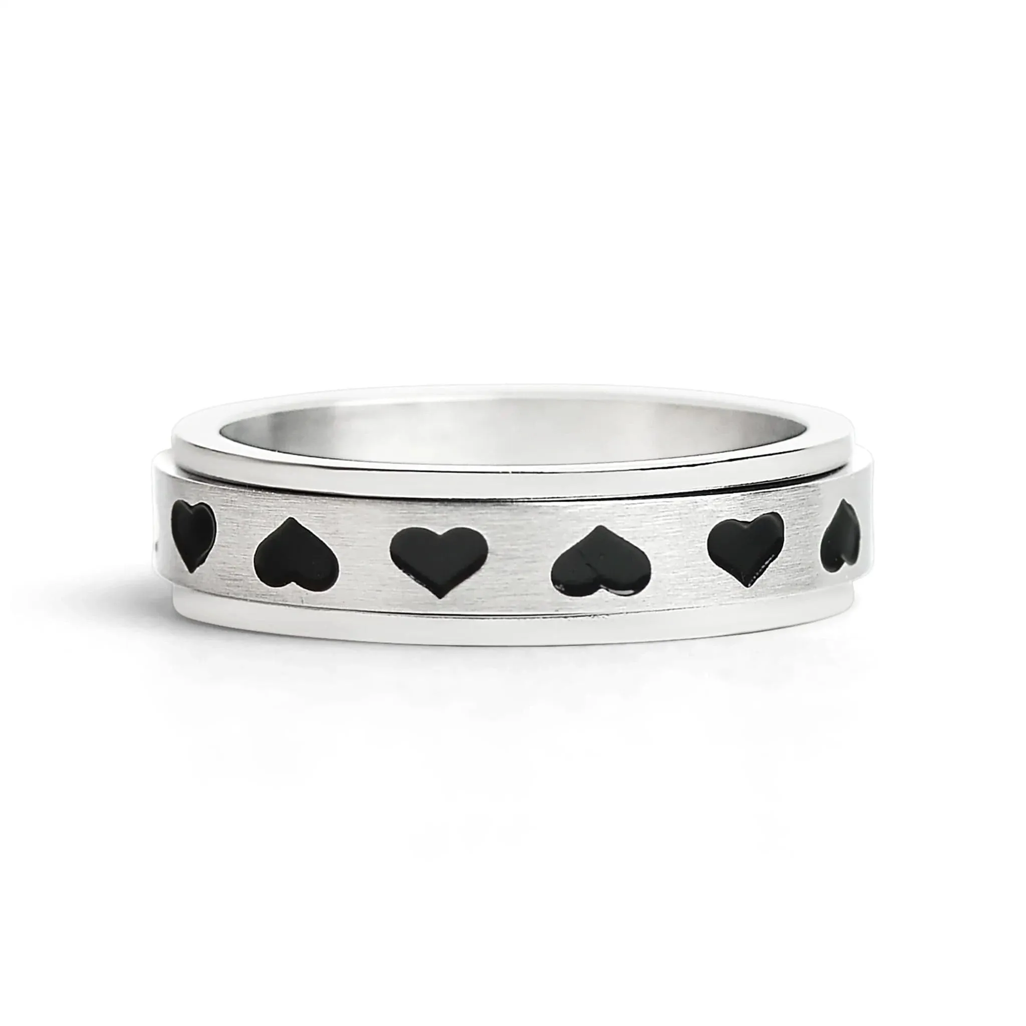 Black Heart Spinner Ring
