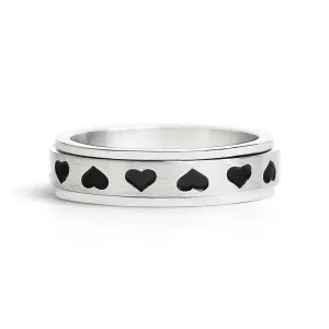 Black Heart Spinner Ring
