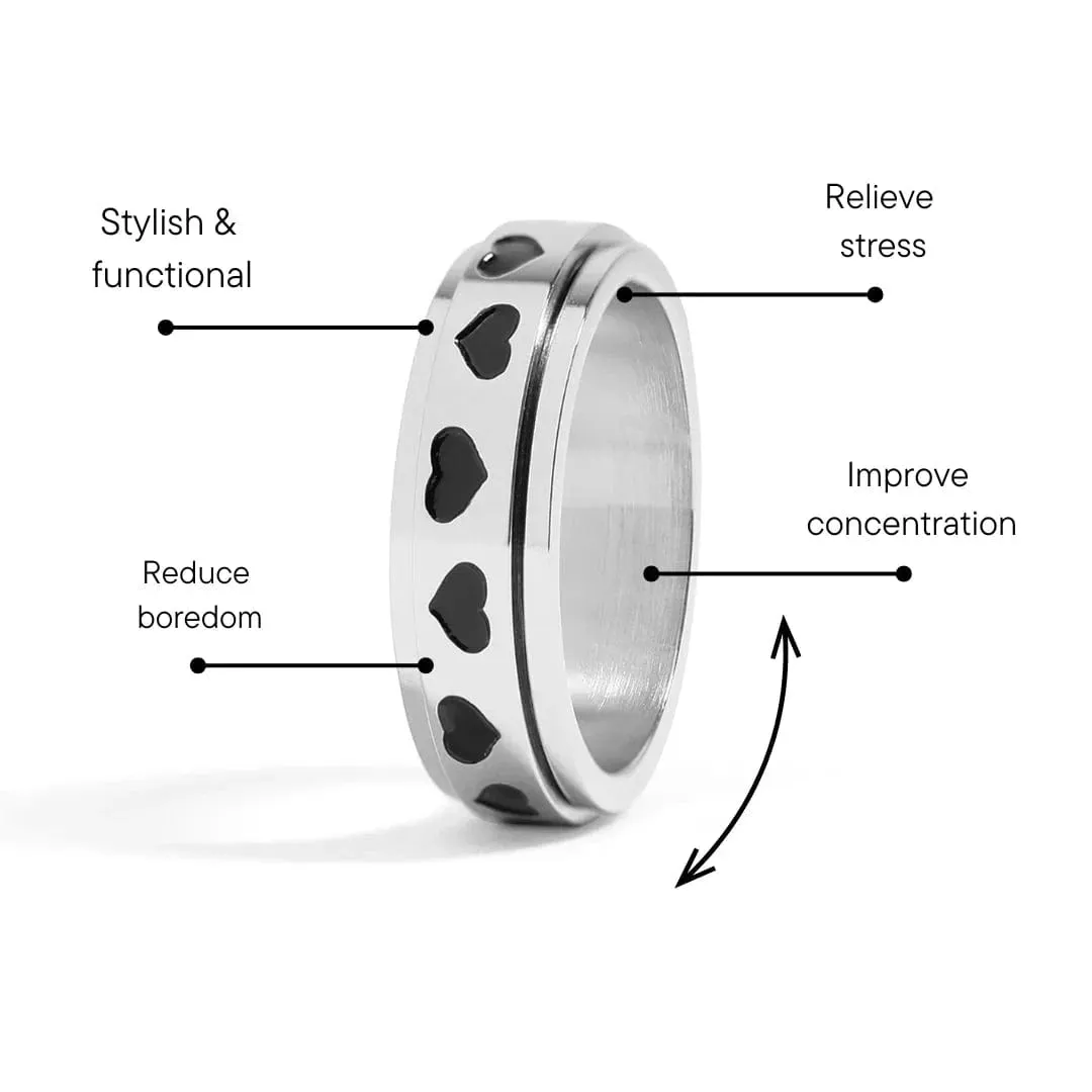 Black Heart Spinner Ring