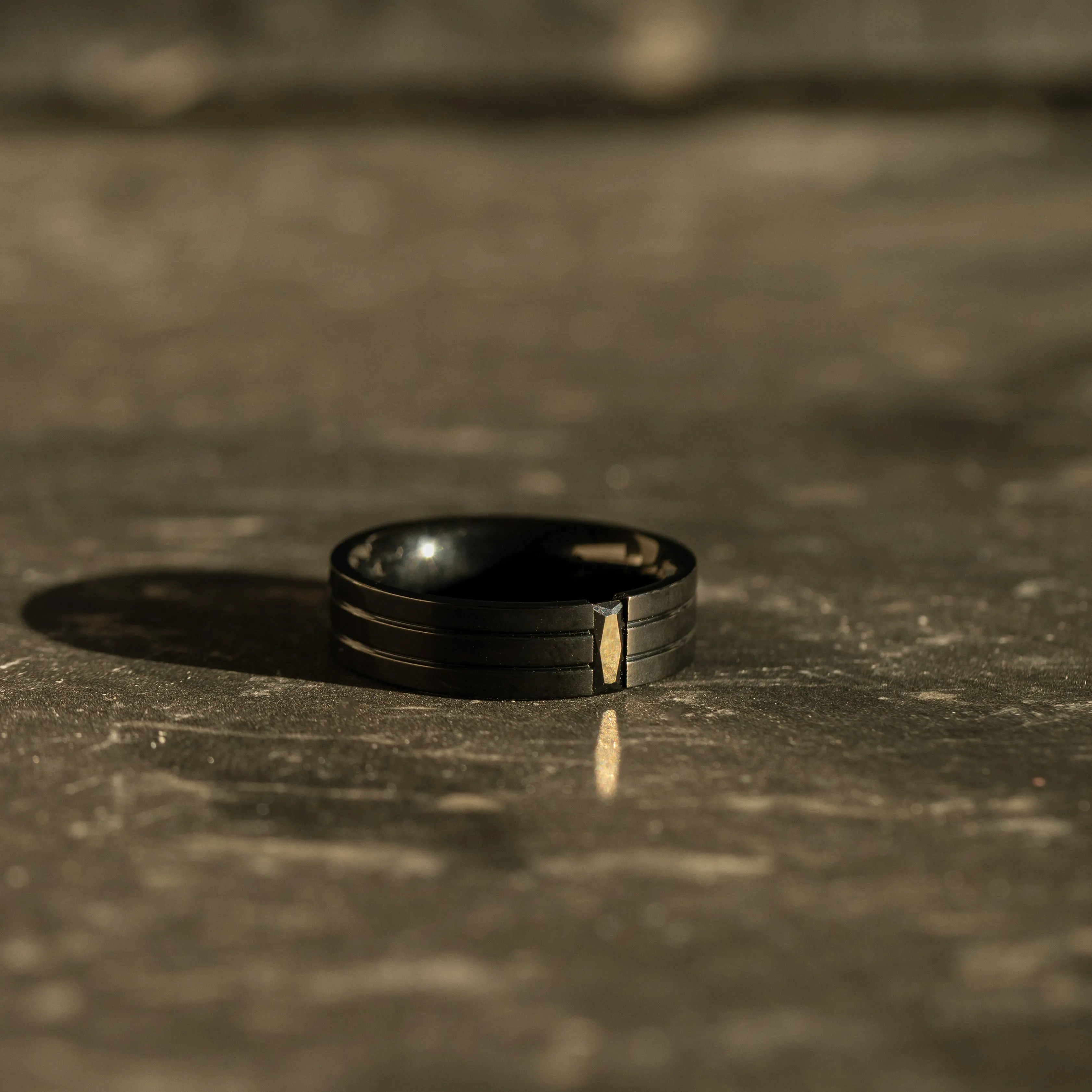 Black Tungsten Carbide Ring with Center Black Diamond