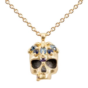 Blue Enchanted City Skull Necklace - Made to Order