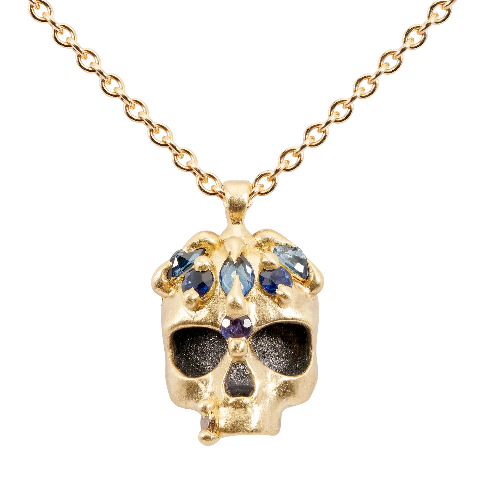 Blue Enchanted City Skull Necklace - Made to Order