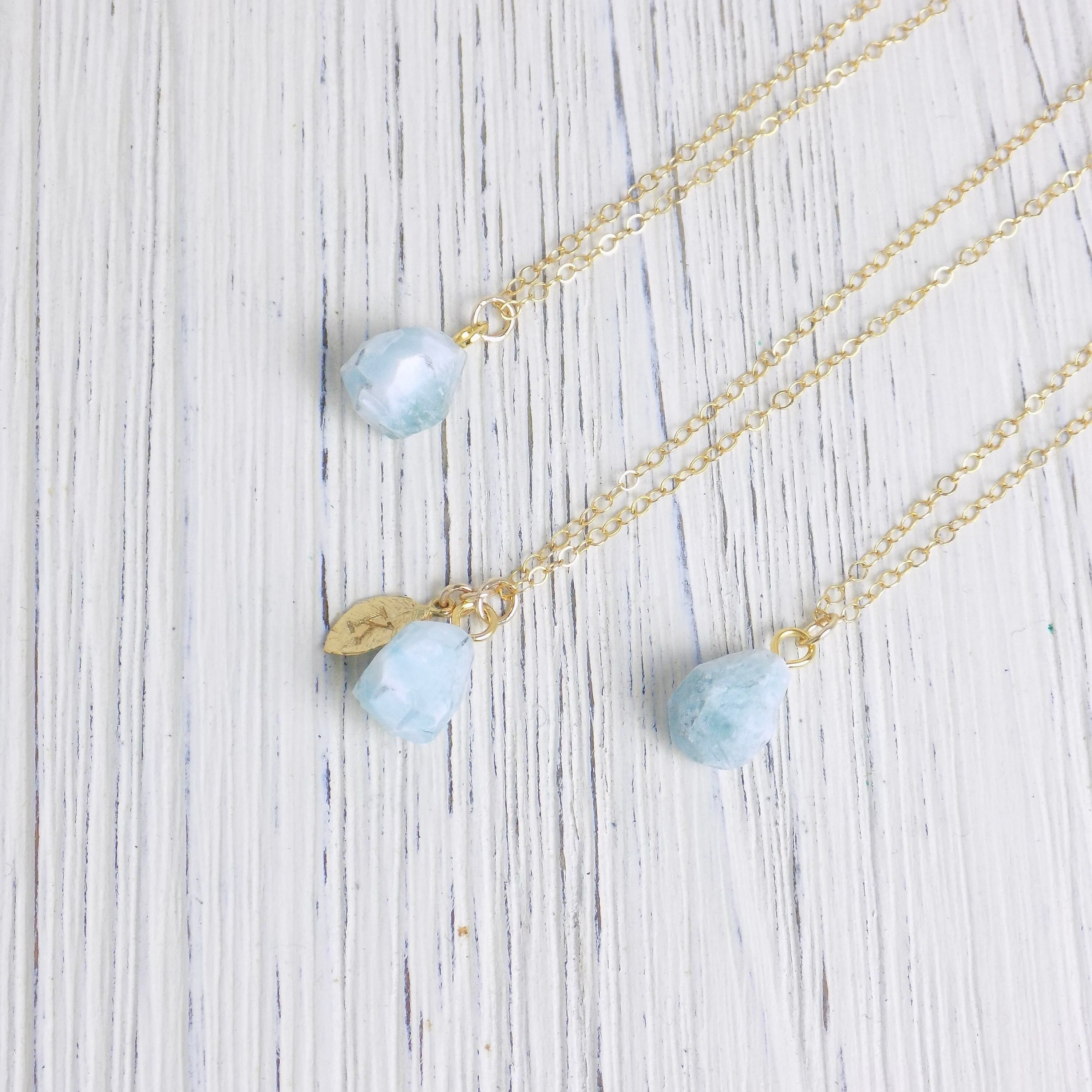 Blue Larimar Necklace Personalized, Raw Larimar Gemstone on 14K Gold Filled Chain, Christmas Gift For Best Friend, Gifts For Wife, M5-349