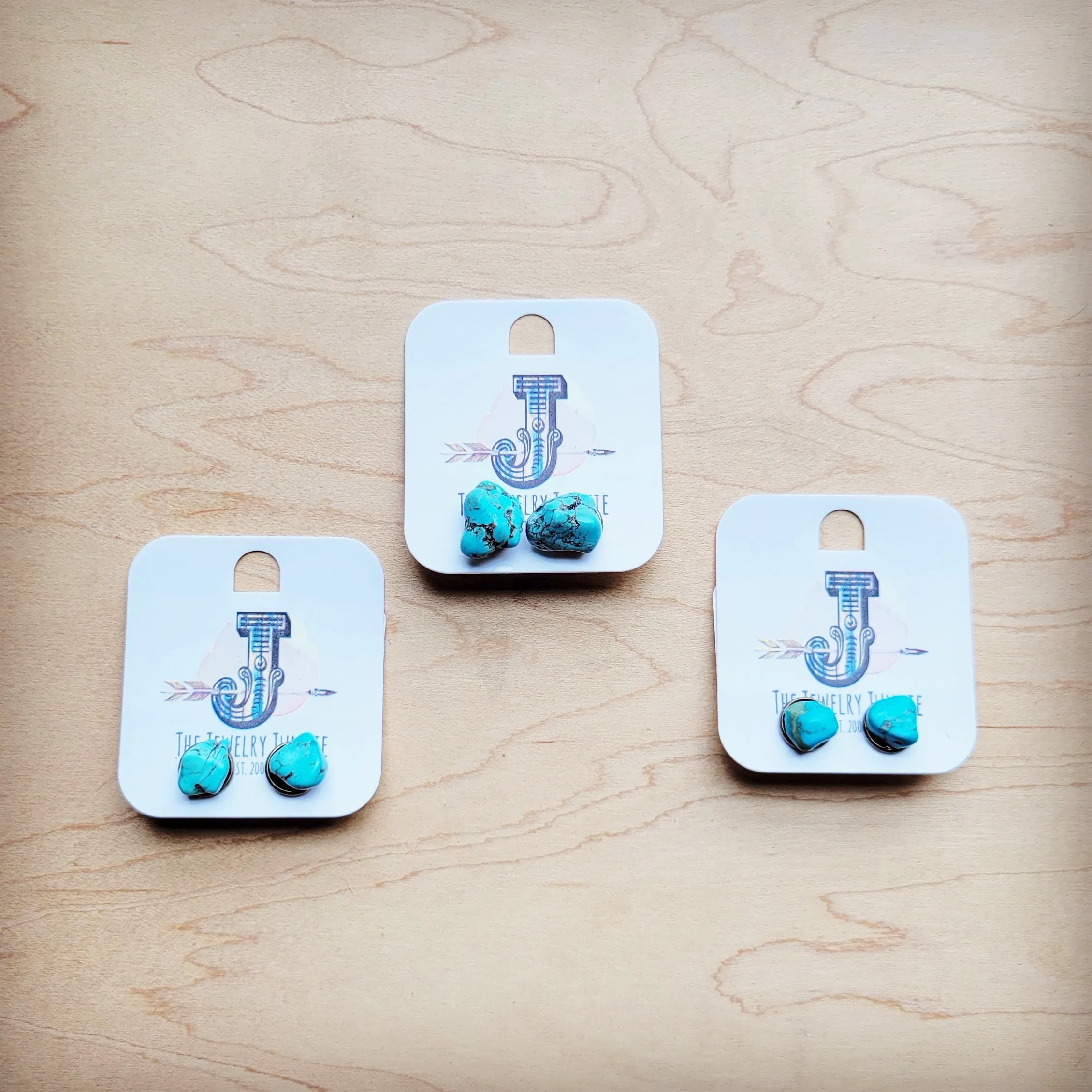 Blue Turquoise Stud Earrings 205f