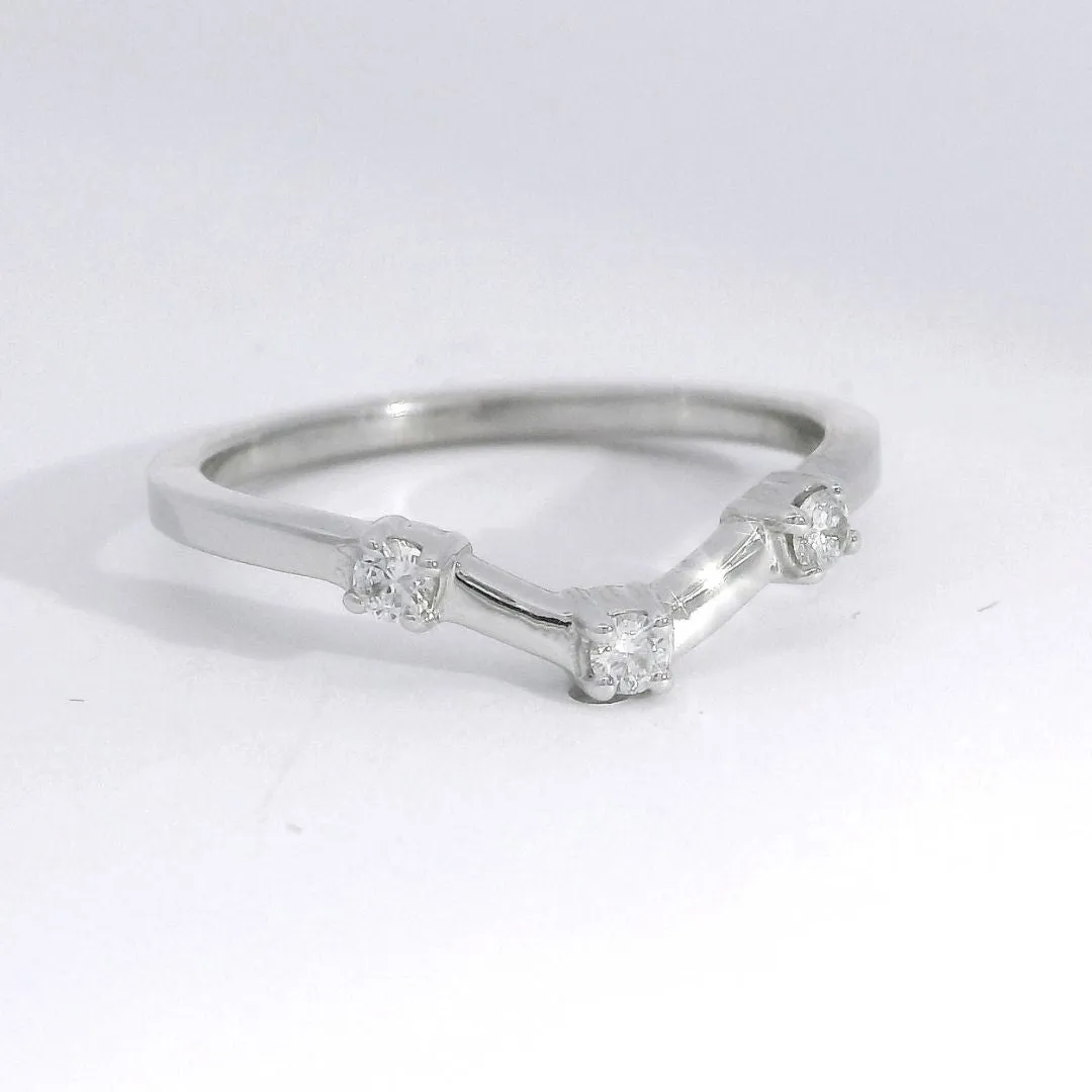 BOXY Matching Band - Modern White Gold & Diamond Weddinng Band