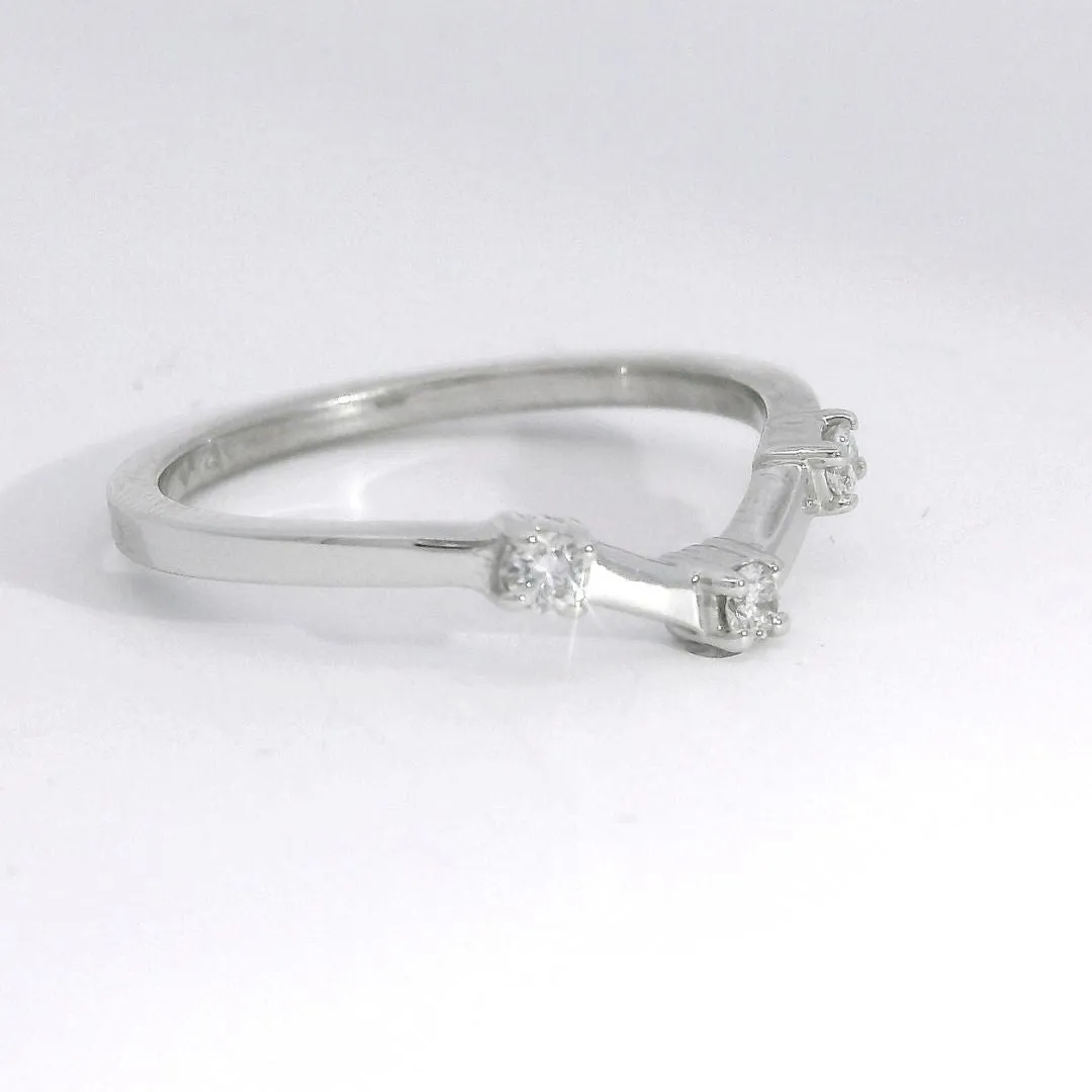 BOXY Matching Band - Modern White Gold & Diamond Weddinng Band