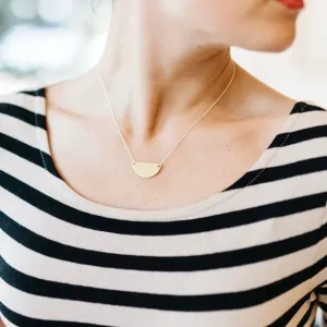 Brass Half Moon and Sterling Silver Necklace