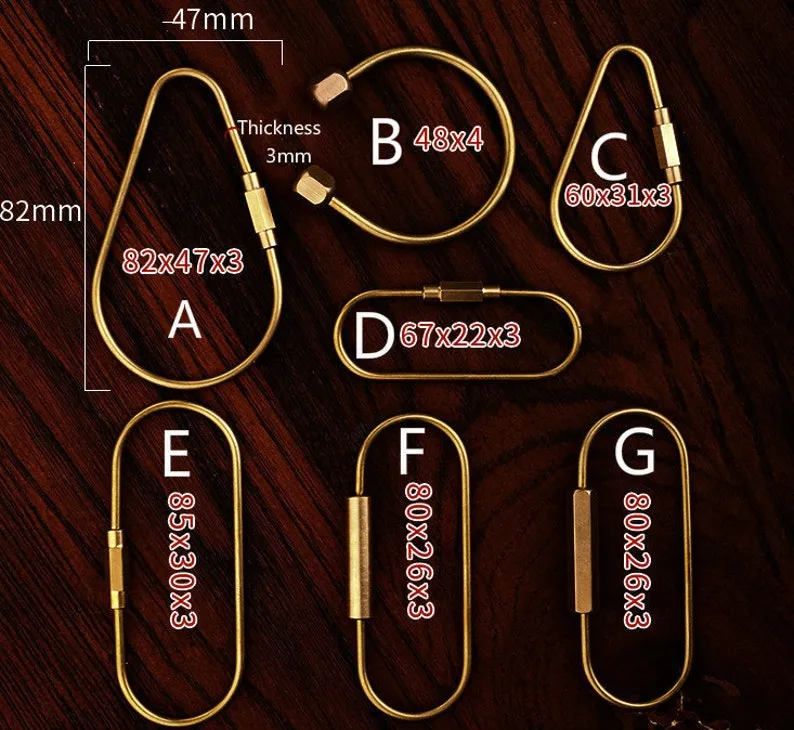 Brass Key Rings Screw Locking Carabiner Unique Keyring Maker Pick Style