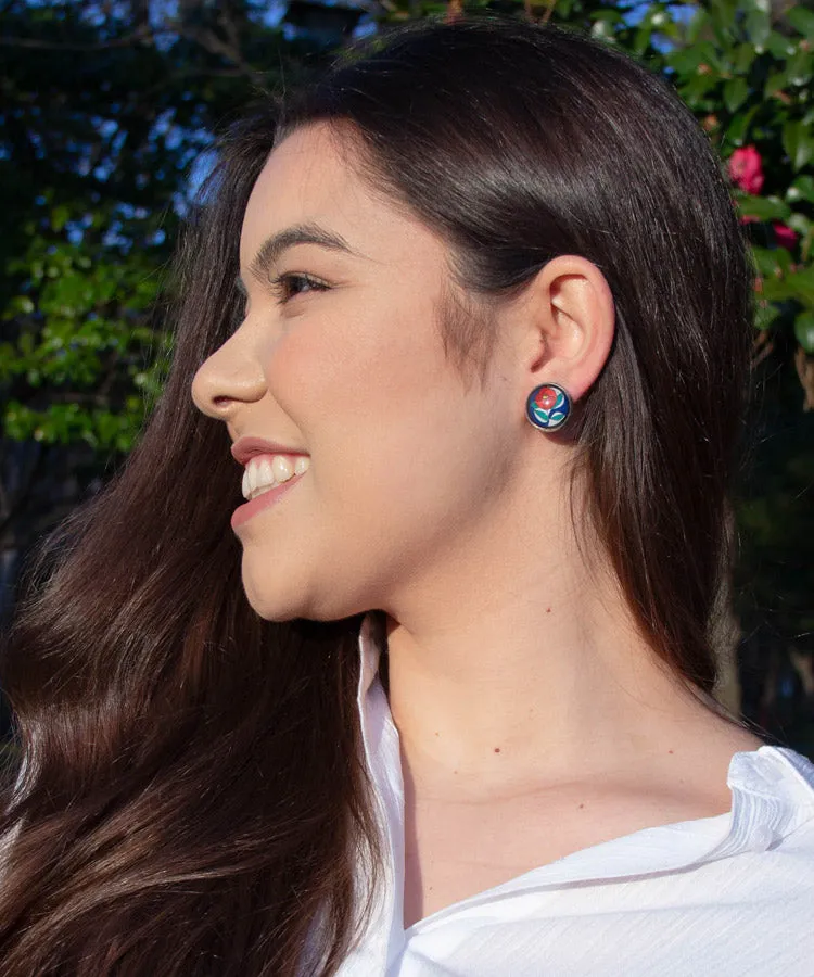 Camellia Stud Earrings / Hari Stained Glass Japanese Earrings