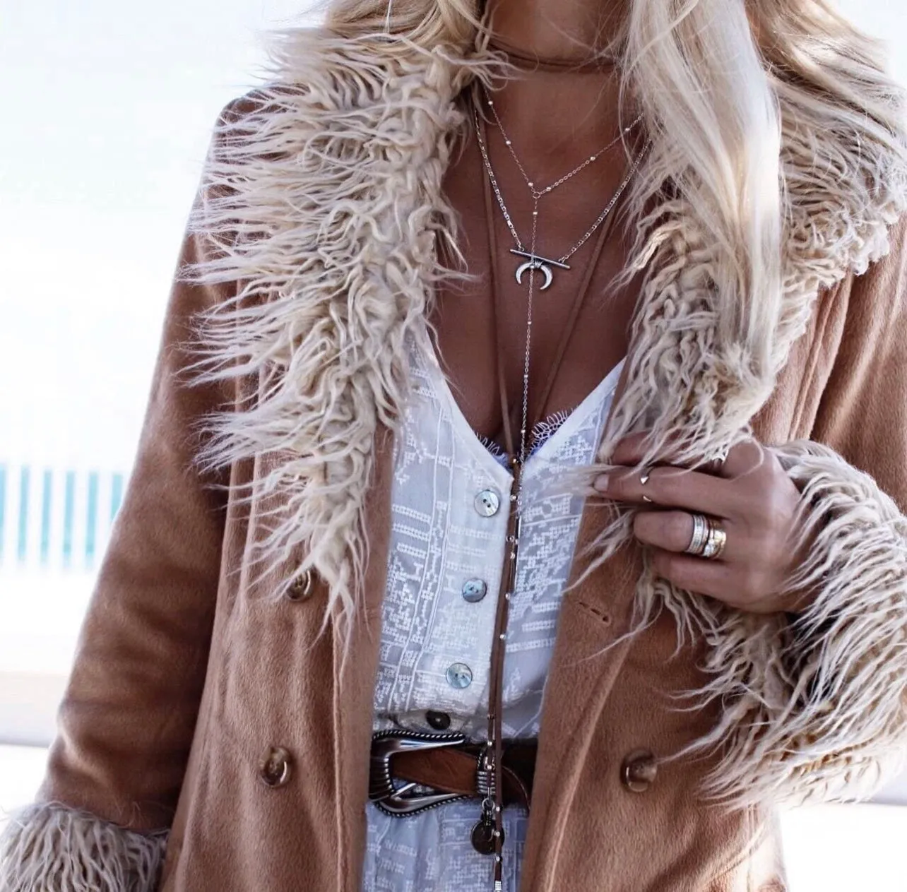 Choker Boho Silver Fortune Coin Long Suede Leather Wrap Necklace