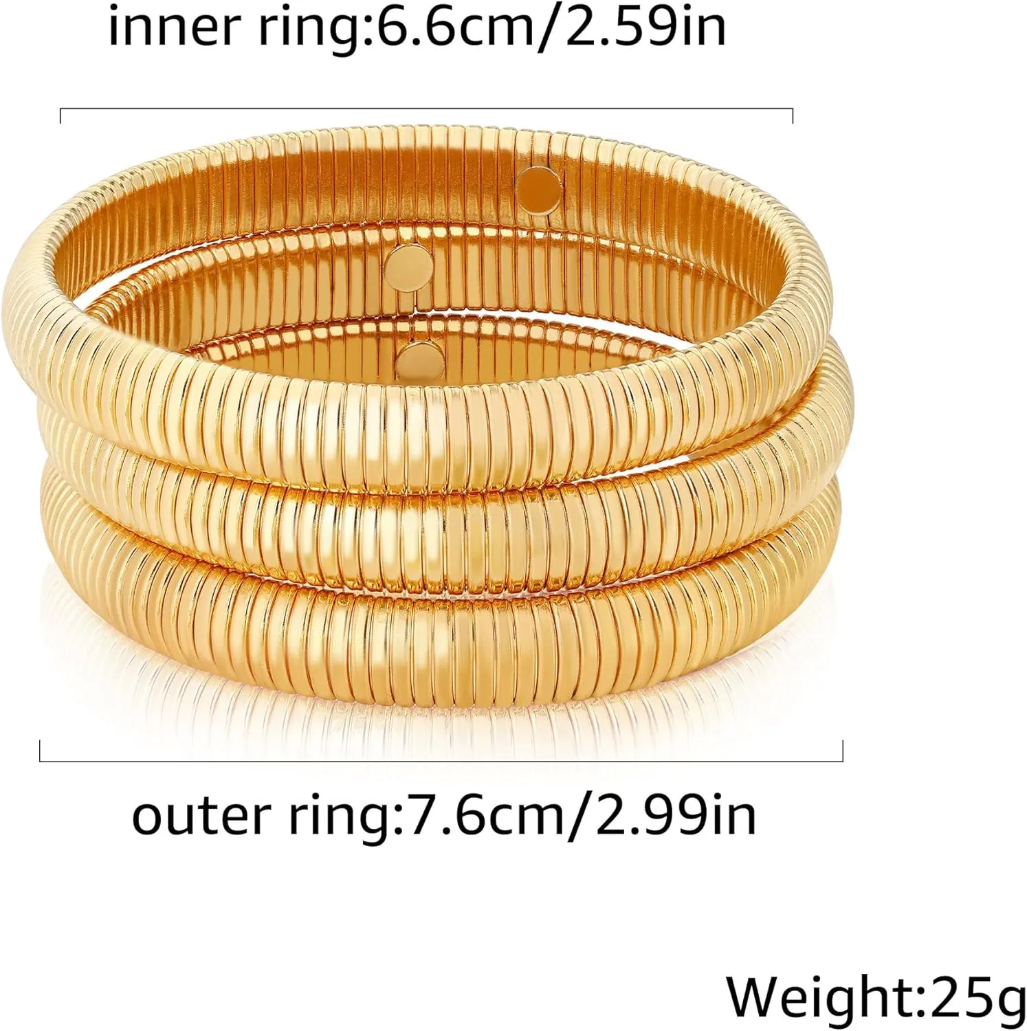 Chunky Gold Beaded Bangle Bracelet Set Stack for Women Men Stretchy Snake Link Chain Flexible Wide Wristband Bangles Bracelets