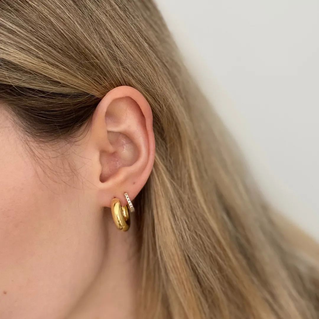 Chunky Small Gold Hoop Earrings (Butterflies)