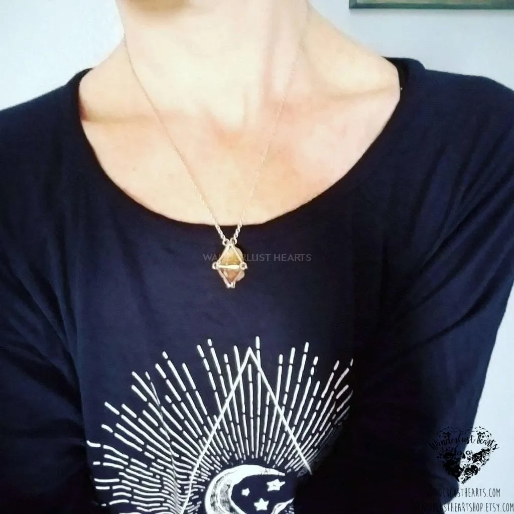 Citrine pendulum cage necklace